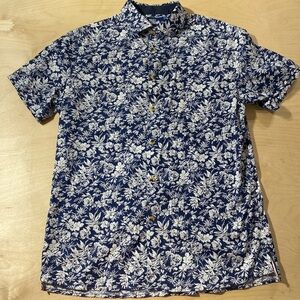 Billy London Slim Fit Floral Blue and White Men's Shirt XL (NL) Button Down